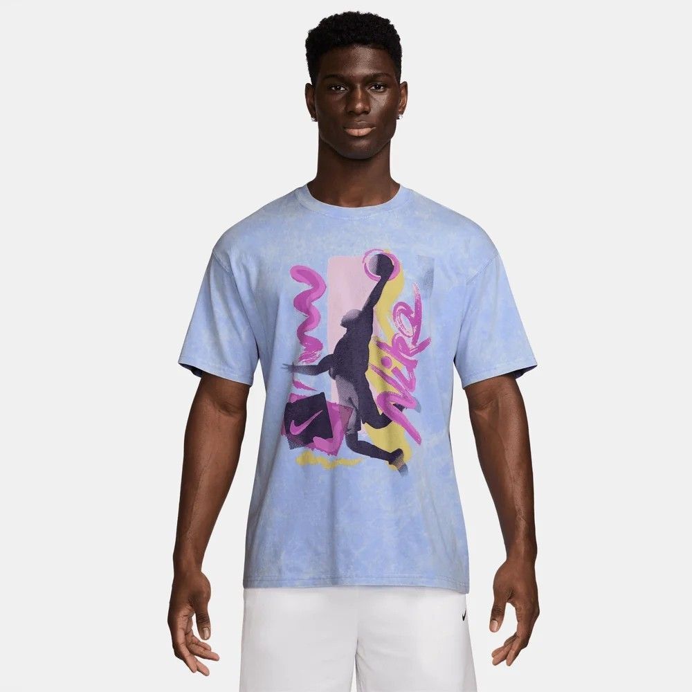 Nike Men's Max90 Basketball T-Shirt 'Aluminium' Vintage Look Blue Men's XL Loose